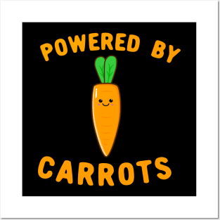 Powered By Carrots - Cute Kawaii Carrot Face Posters and Art